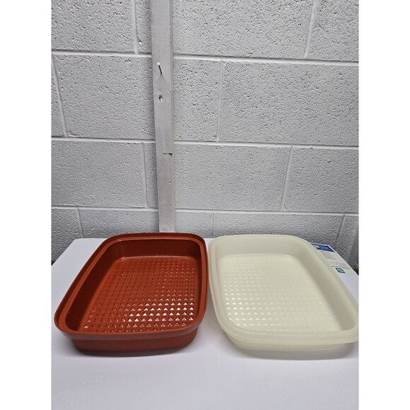 Tupperware Large Season Serve Meat Marinator Container Paprika Vintage MCM - Picture 5 of 11